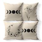 Kit 4 Capas De Almofadas de Tecido Fases da Lua Lunar Flores 40x40 cm Kit 4 Capas De Almofadas de Tecido Fases da Lua Lunar Flores 40x40 cm