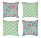 Kit 4 Capas De Almofadas Decorativa Borboletas Chevron
