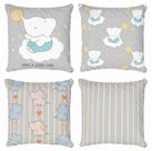 Kit 4 Capas De Almofadas Decorativa Cute Elephants