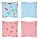 Kit 4 Capas De Almofadas Decorativa Frutinhas e Flores