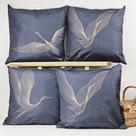 Kit 4 Capas de Almofadas Decorativa Garças Indigo