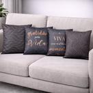 Kit 4 Capas de Almofadas Decorativa Gratidão Black Kit 4 Capas de Almofadas Decorativa Gratidão Black