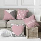 Kit 4 Capas De Almofadas Decorativa Gratidão Coração Chevron Formas Rosa Claro Kit 4 Capas De Almofadas Decorativa Gratidão Coração Chevron Formas Rosa Claro