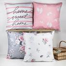 Kit 4 Capas de Almofadas Decorativa Home Sweet Rosas