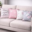 Kit 4 Capas de Almofadas Decorativa Home Sweet Rosas