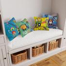Kit 4 Capas De Almofadas Decorativa Infantil Animais Carro Trabalho