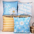 Kit 4 Capas de Almofadas Decorativa Margaridas Azuis Kit 4 Capas de Almofadas Decorativa Margaridas Azuis