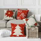 Kit 4 Capas De Almofadas Decorativa Natal Árvore Poinsetia Kit 4 Capas De Almofadas Decorativa Natal Árvore Poinsetia