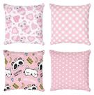 Kit 4 Capas De Almofadas Decorativa Pink Bear
