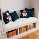 Kit 4 Capas De Almofadas Decorativa Urso de Natal