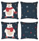 Kit 4 Capas De Almofadas Decorativa Urso de Natal