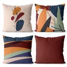 Kit 4 Capas de Almofadas Decorativas 45x45 - Abstrato Floral