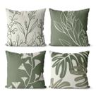 Kit 4 Capas De Almofadas Decorativas 45x45 - Floral Verde