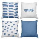 Kit 4 Capas De Almofadas Decorativas 45x45cm Estampa Amar Blue Kit 4 Capas De Almofadas Decorativas 45x45cm Estampa Amar Blue