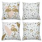 Kit 4 Capas De Almofadas Decorativas 45x45cm Estampa Flamingo Ouro Kit 4 Capas De Almofadas Decorativas 45x45cm Estampa Flamingo Ouro
