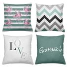 Kit 4 Capas De Almofadas Decorativas 45x45cm Estampa Flamingo Ouro