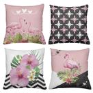 Kit 4 Capas De Almofadas Decorativas 45x45cm Estampa Flamingos Love Kit 4 Capas De Almofadas Decorativas 45x45cm Estampa Flamingos Love