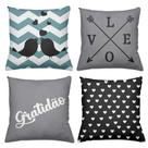 Kit 4 Capas De Almofadas Decorativas 45x45cm Estampa Gratidão Cinza Kit 4 Capas De Almofadas Decorativas 45x45cm Estampa Gratidão Cinza
