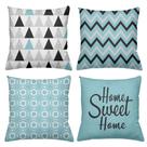 Kit 4 Capas De Almofadas Decorativas 45x45cm Estampa Home Sweet