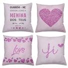 Kit 4 Capas De Almofadas Decorativas 45x45cm Estampa Menina