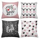 Kit 4 Capas De Almofadas Decorativas 45x45cm Estampa My Love