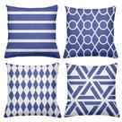 Kit 4 Capas De Almofadas Decorativas 45x45cm Estampa Soft Blue