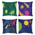 Kit 4 Capas de Almofadas Decorativas Astronauta Abstrato