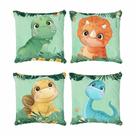 Kit 4 Capas de Almofadas Decorativas Dino Baby Turminha