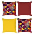 Kit 4 Capas De Almofadas Decorativas Escandinavo Triângulo Vermelho