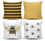 Kit 4 Capas de Almofadas Decorativas Estampadas Abelha - VKAZA