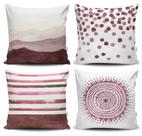 Kit 4 Capas de Almofadas Decorativas Estampadas - Aquarela Rosa - VKAZA