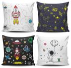 Kit 4 Capas de Almofadas Decorativas Estampadas - Astronauta - VKAZA