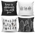 Kit 4 Capas de Almofadas Decorativas Estampadas - Cacto