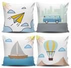 Kit 4 Capas de Almofadas Decorativas Estampadas - Criança - VKAZA