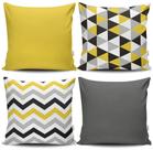 Kit 4 Capas de Almofadas Decorativas Estampadas - Geométrico Amarelo - VKAZA