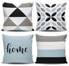 Kit 4 Capas de Almofadas Decorativas Estampadas - Home Azul - VKAZA