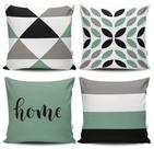 Kit 4 Capas de Almofadas Decorativas Estampadas - Home Verde