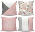 Kit 4 Capas de Almofadas Decorativas Estampadas - Mandala Rosa - VKAZA