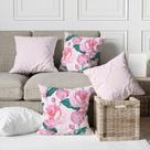 Kit 4 Capas De Almofadas Decorativas Floral Rosa Candy