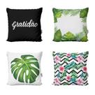 Kit 4 Capas de Almofadas Decorativas Floral Tropical Gratidão 40x40 - Novadecora Kit 4 Capas de Almofadas Decorativas Floral Tropical Gratidão 40x40 - Novadecora