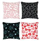 Kit 4 Capas de Almofadas Decorativas Hearts