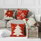 Kit 4 Capas De Almofadas Decorativas Natal Árvore Poinsétia Kit 4 Capas De Almofadas Decorativas Natal Árvore Poinsétia