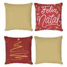 Kit 4 Capas de Almofadas Decorativas Natalina Feliz Natal Árvore Kit 4 Capas de Almofadas Decorativas Natalina Feliz Natal Árvore