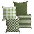 Kit 4 Capas De Almofadas Decorativas Para Sofá Xadrez Cor Verde