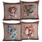 Kit 4 Capas De Almofadas Decorativas Sofá Sala Floral Moderno 40x40 Novadecora