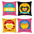 Kit 4 Capas De Almofadas Decorativas Super Mãe Heroína