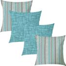 Kit 4 Capas de Almofadas Detalhes Tiffany e Textura Verde Água 45x45cm