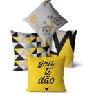 kit 4 capas de almofadas geométrica gratidão 40x40