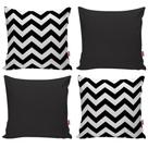 kit 4 capas de almofadas Gorgurinho/ Oxford 45x 45 Chevron Preto E Branco