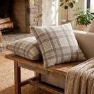 Kit 4 Capas De Almofadas Grande 70x70 Bege Linho Luxo Xadrez Boho Premium